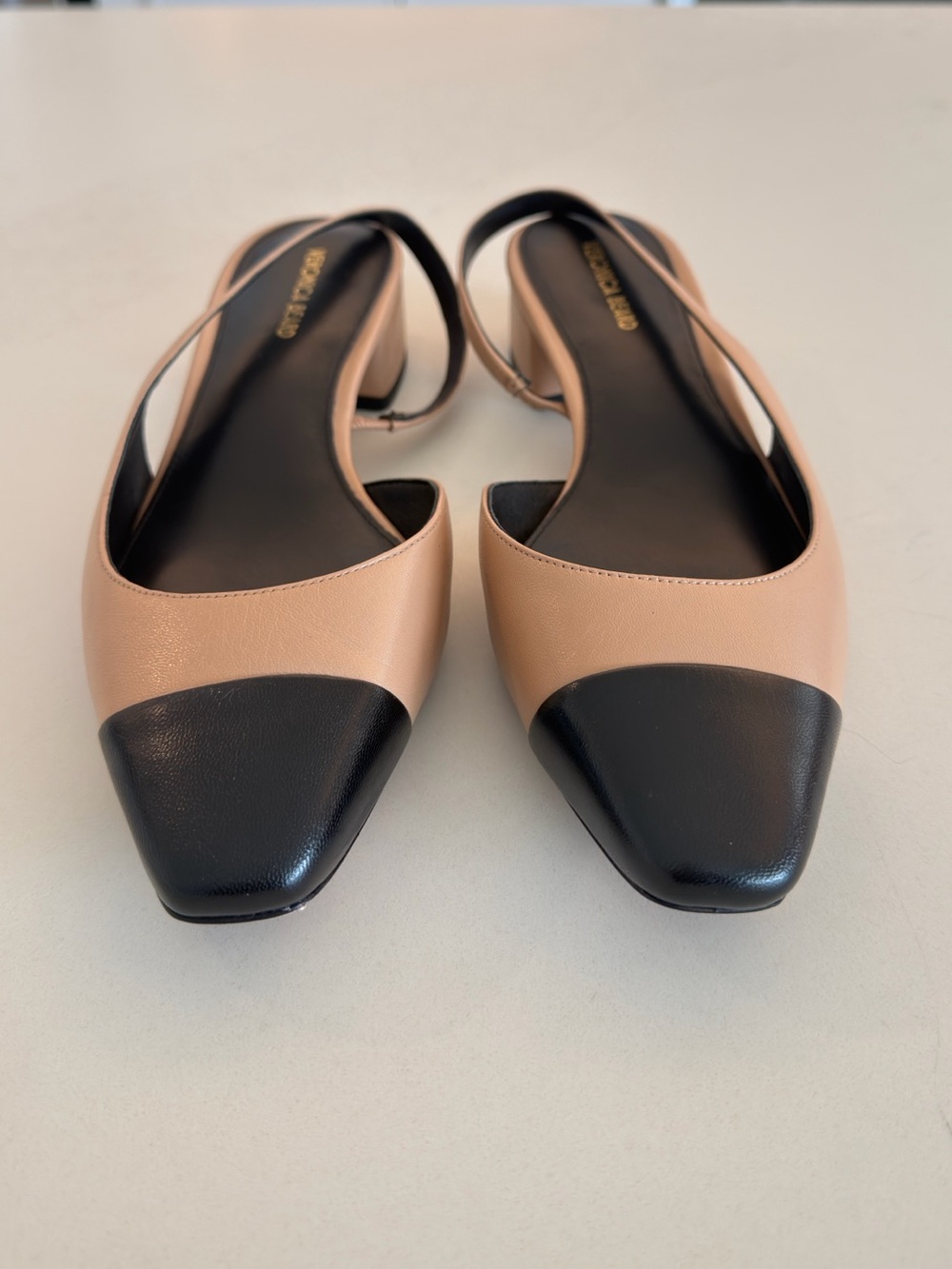 NWOT Veronica Beard Cecile Two-Tone Beige and Black Slingback Flats - Picture 5 of 7